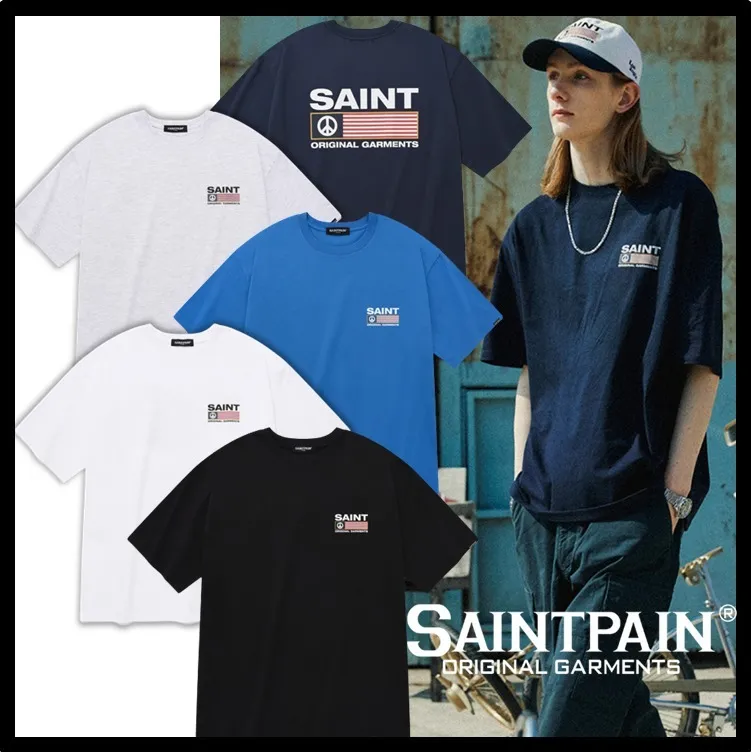 SAINTPAIN  |Unisex Street Style Logo T-Shirts