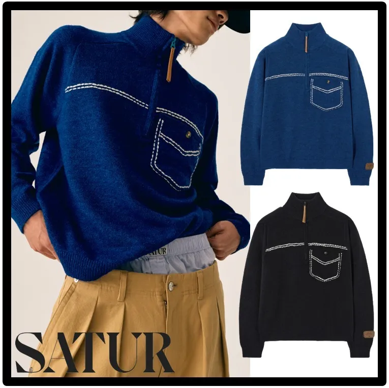 SATUR  |Unisex Street Style Logo Sweaters