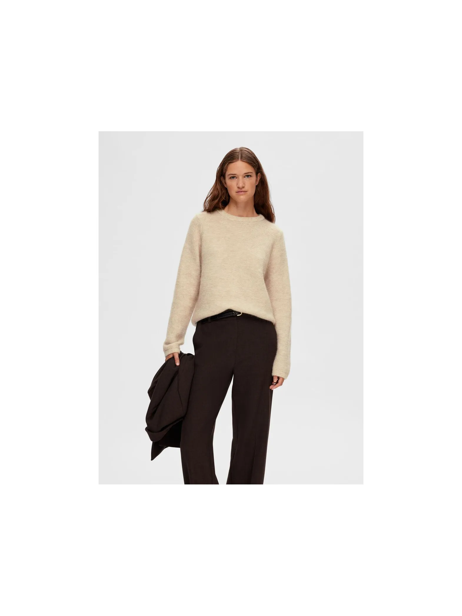 SELECTED FEMME SWEATER LIVE LS KNIT O-NECK BIRCH