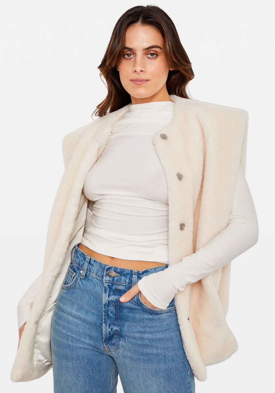 SHEARLING VEST CREAM