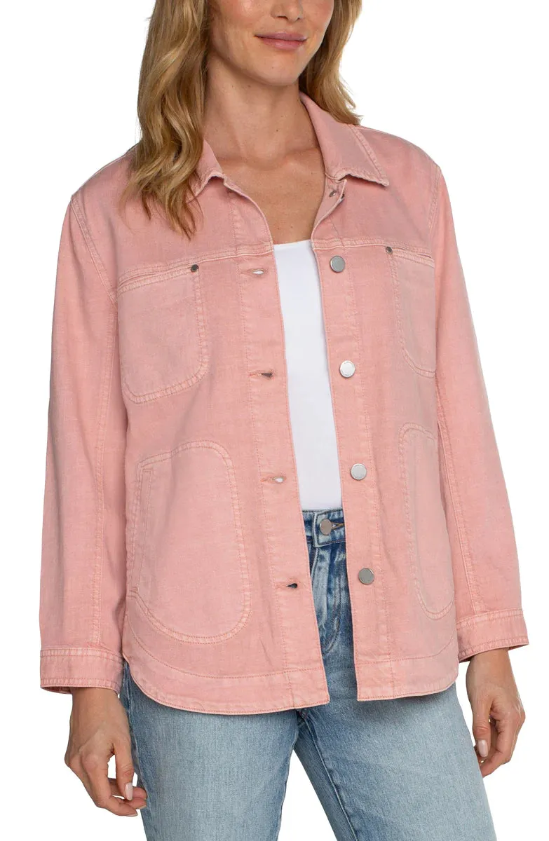 Shirt Jacket in Rose Blush