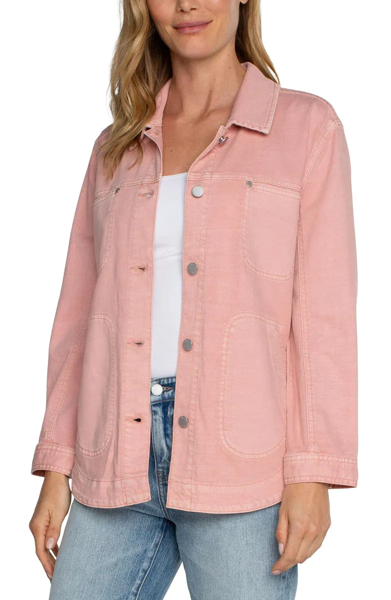 Shirt Jacket in Rose Blush