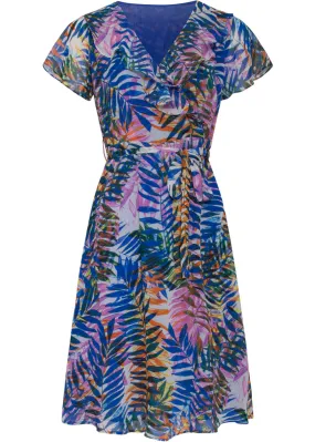 Smashed Lemon Chiffon Jungle A-Line Dress Multi