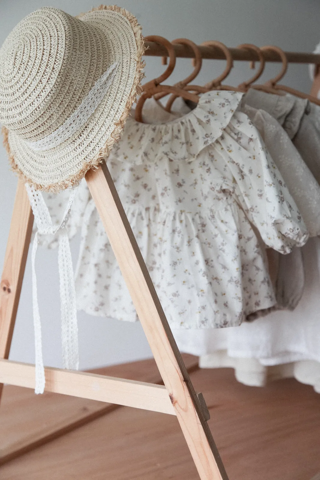 Straw Hat With Cream Crochet Lace Ties