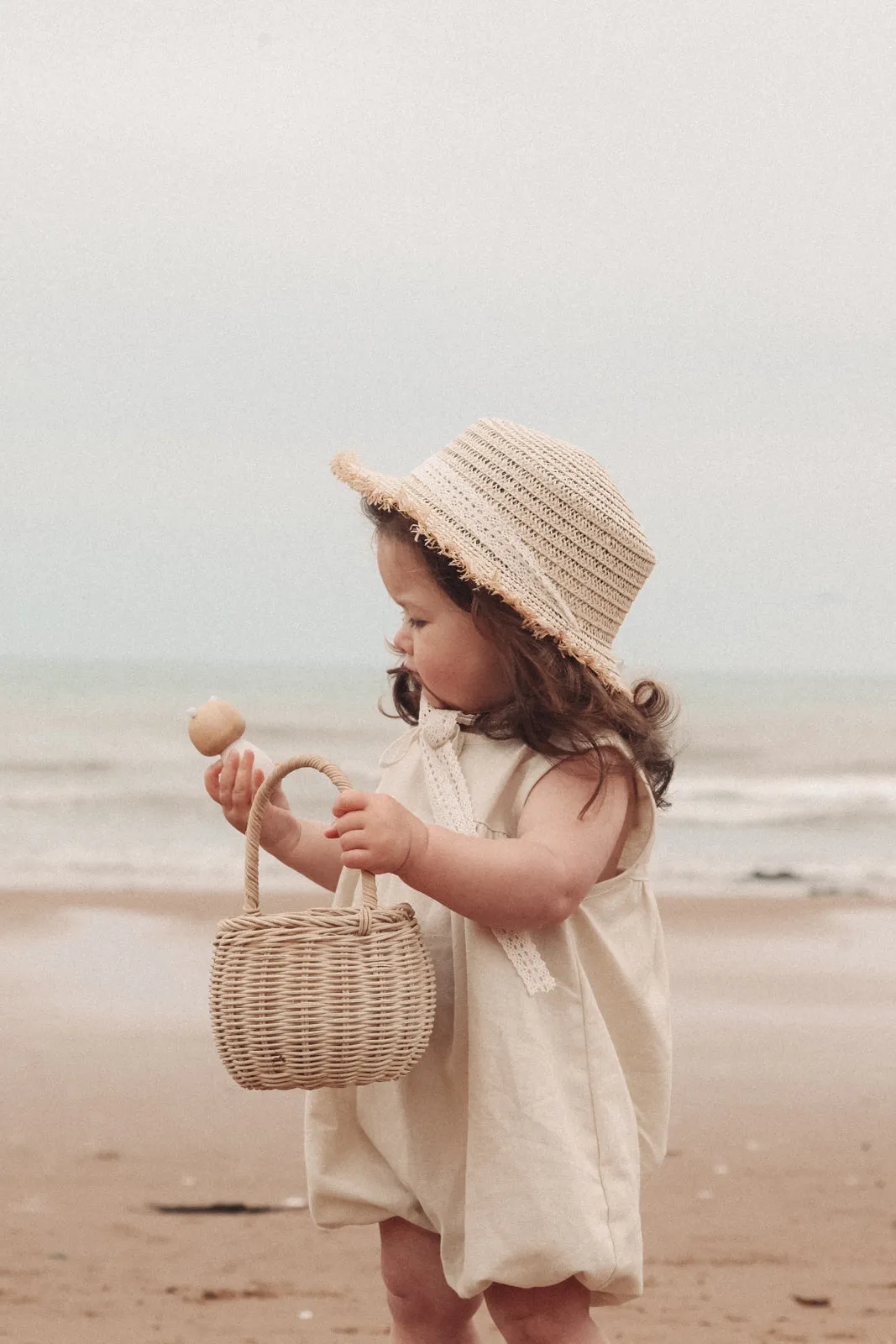 Straw Hat With Cream Crochet Lace Ties