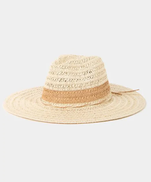 Straw Hat with Ribbon Strap - Ivory