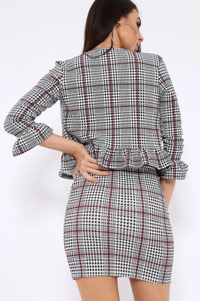 Tartan Hounds-Tooth Frill Hems Jacket - Fina