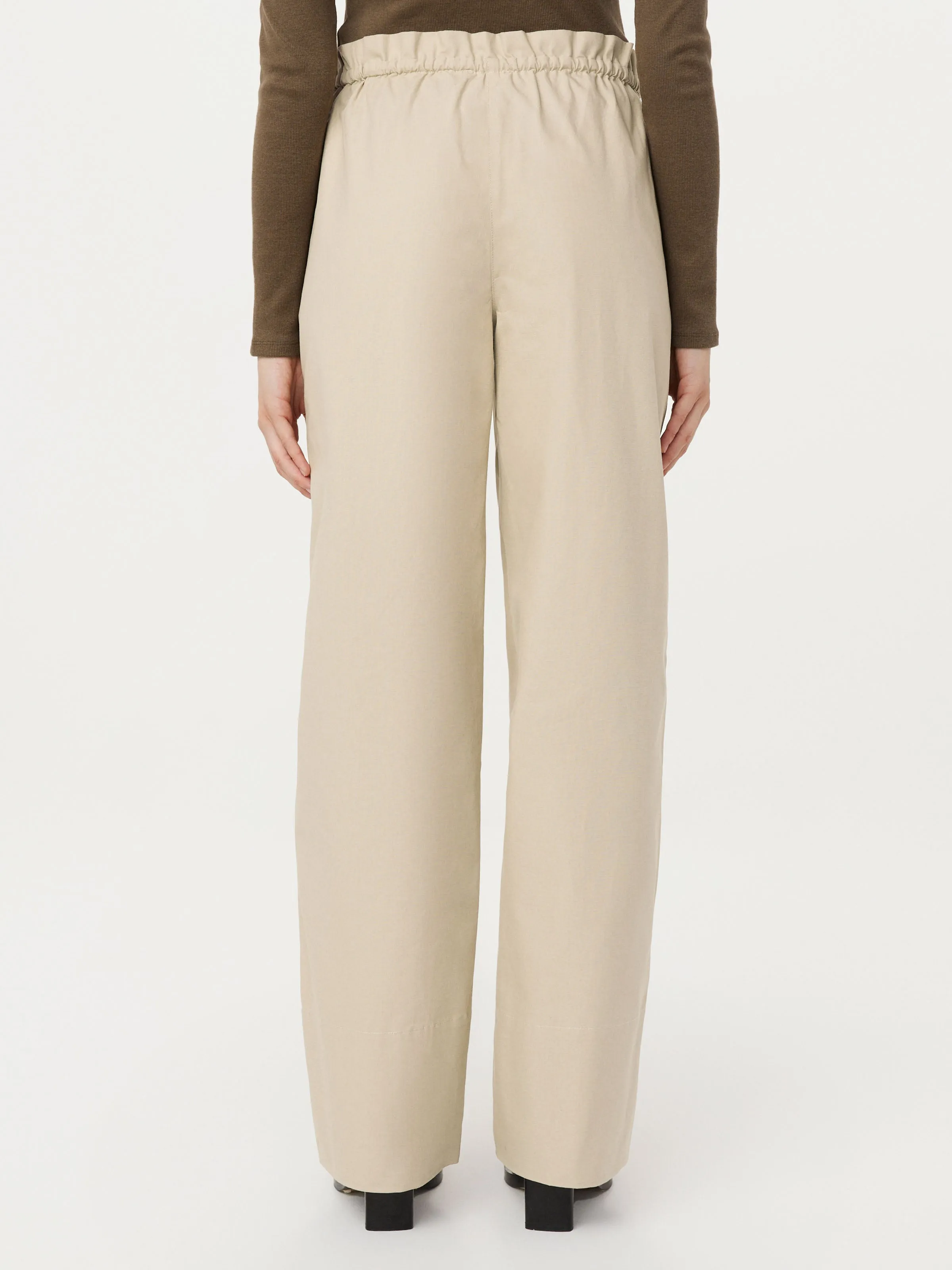 The Annie Paper Bag Loose Pant in Light Beige