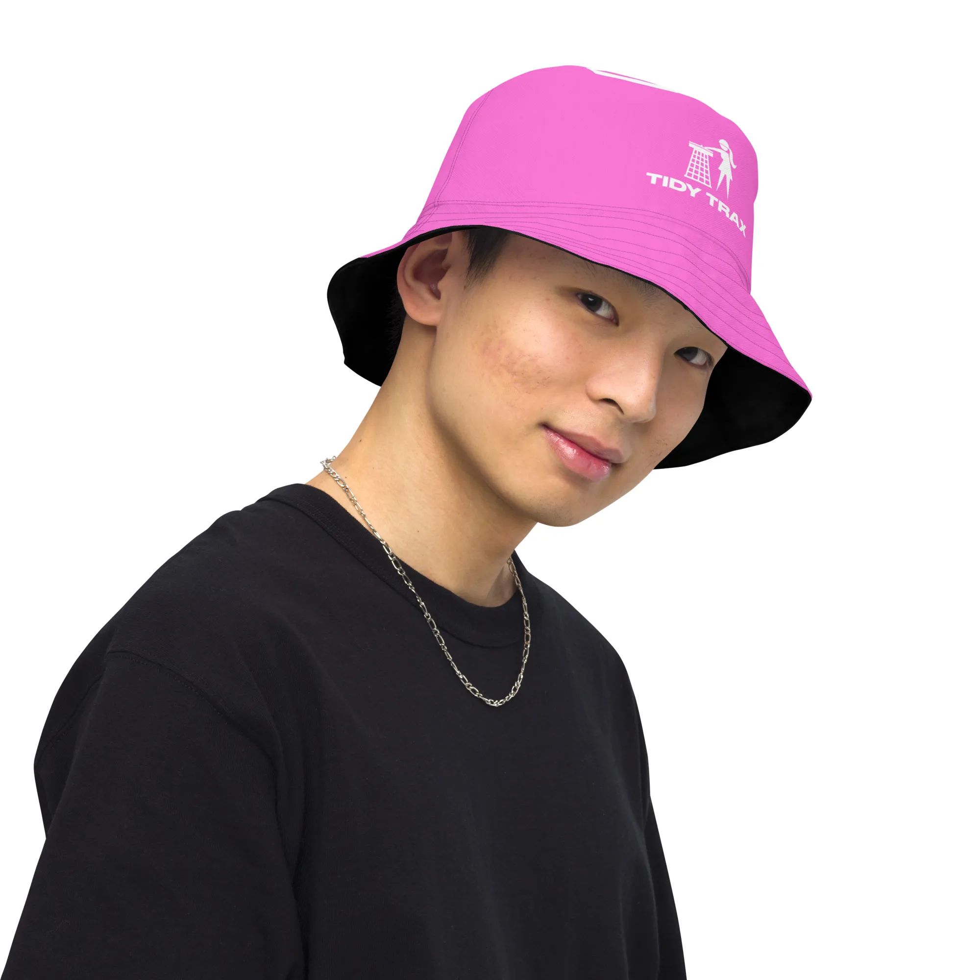 Tidy Girl Pink & White Reversible Bucket Hat