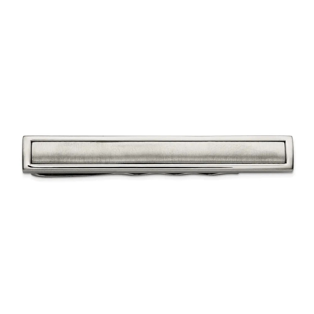 Titanium Brushed and Polished Tie Bar, 7 x 57mm