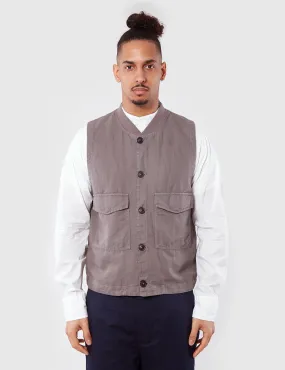 Universal Works Watchman Linen Waistcoat - Dark Stone