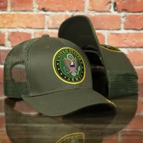 US Army Seal Logo Mesh Back Olive Trucker Snapback Hat | Olive OSFM