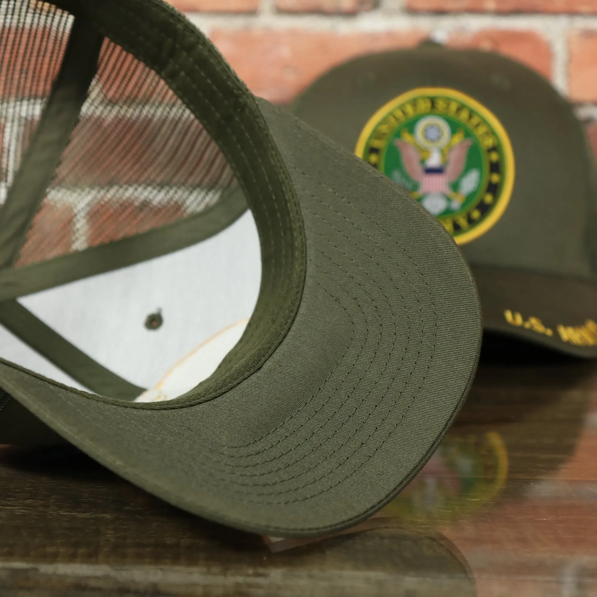 US Army Seal Logo Mesh Back Olive Trucker Snapback Hat | Olive OSFM