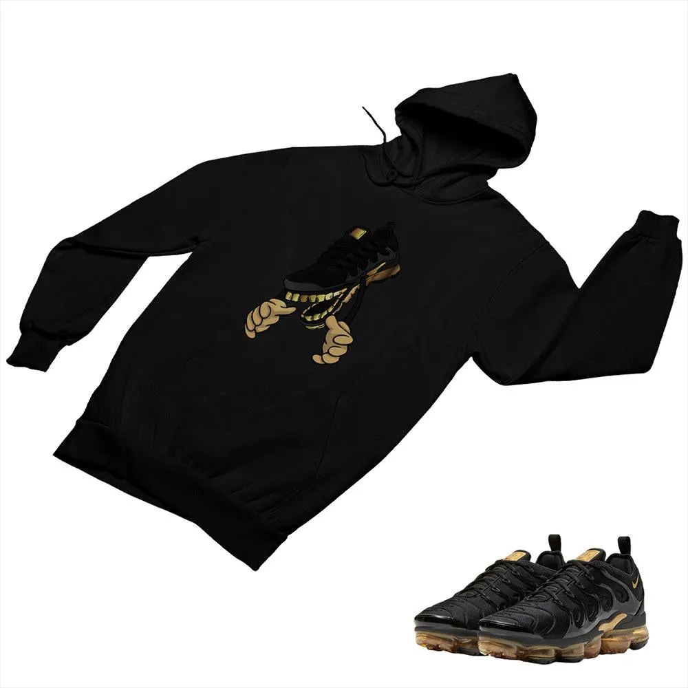 VaporMax Plus Black and Gold Matching Custom Designed Hoodies AVP 2-6-6