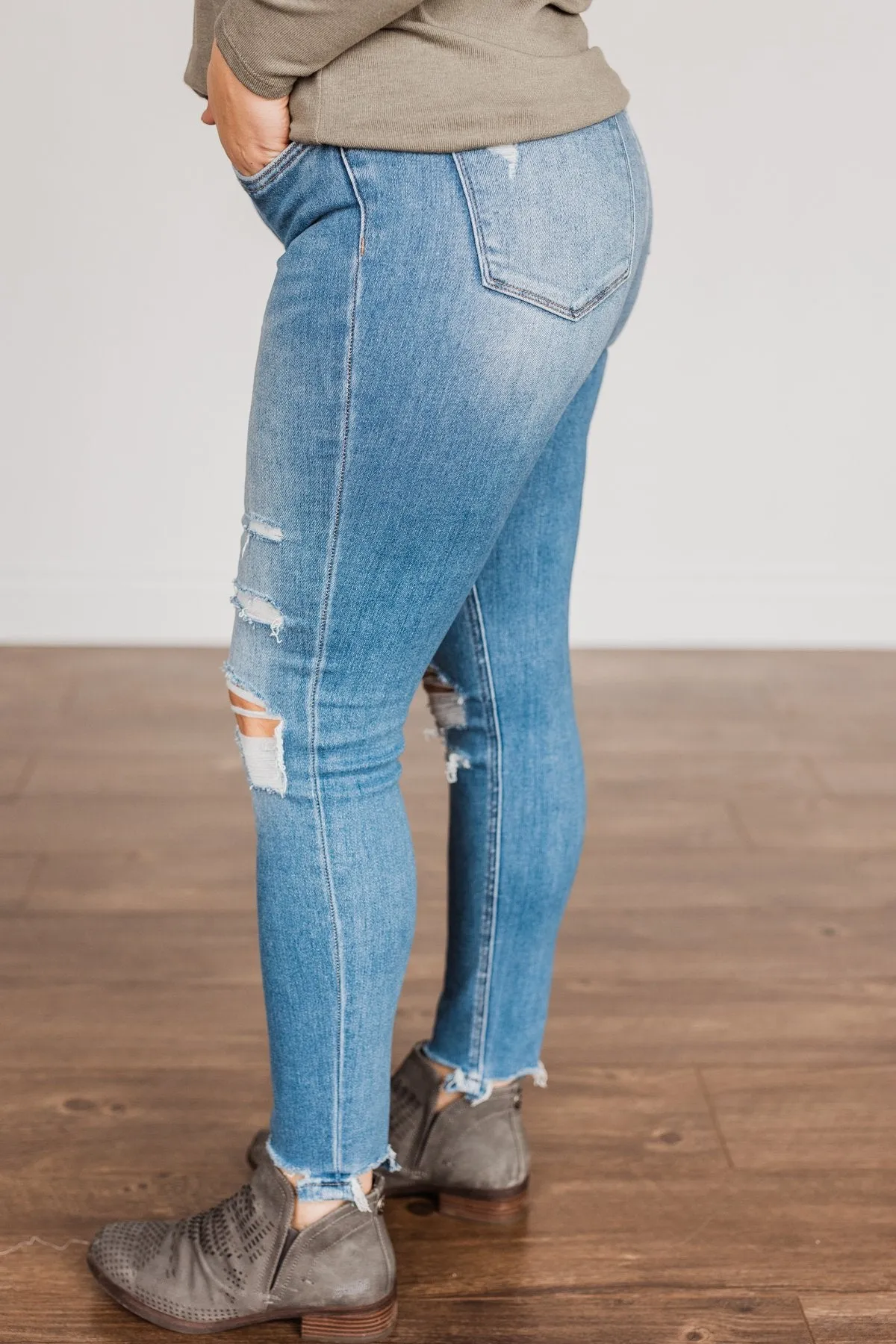 Vervet Distressed High-Rise Skinny Jeans- Willow Wash