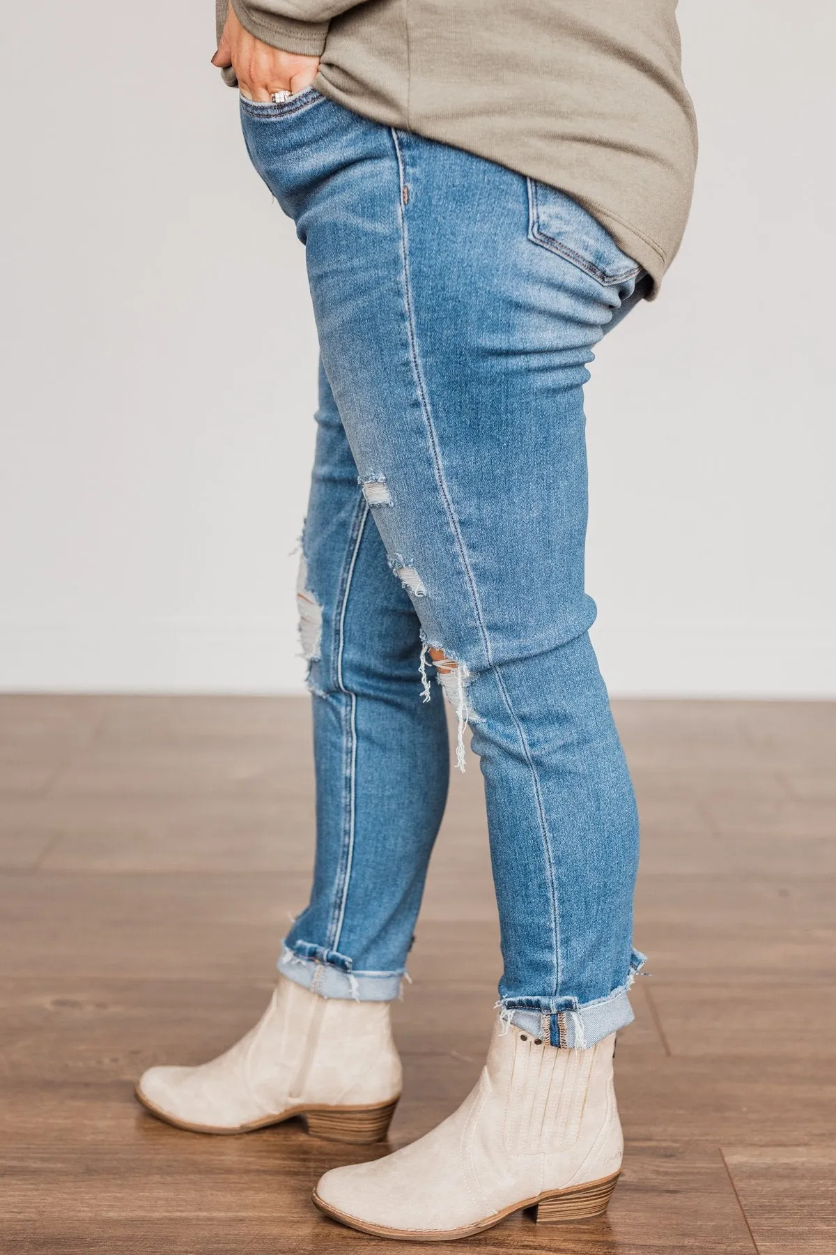 Vervet Distressed High-Rise Skinny Jeans- Willow Wash