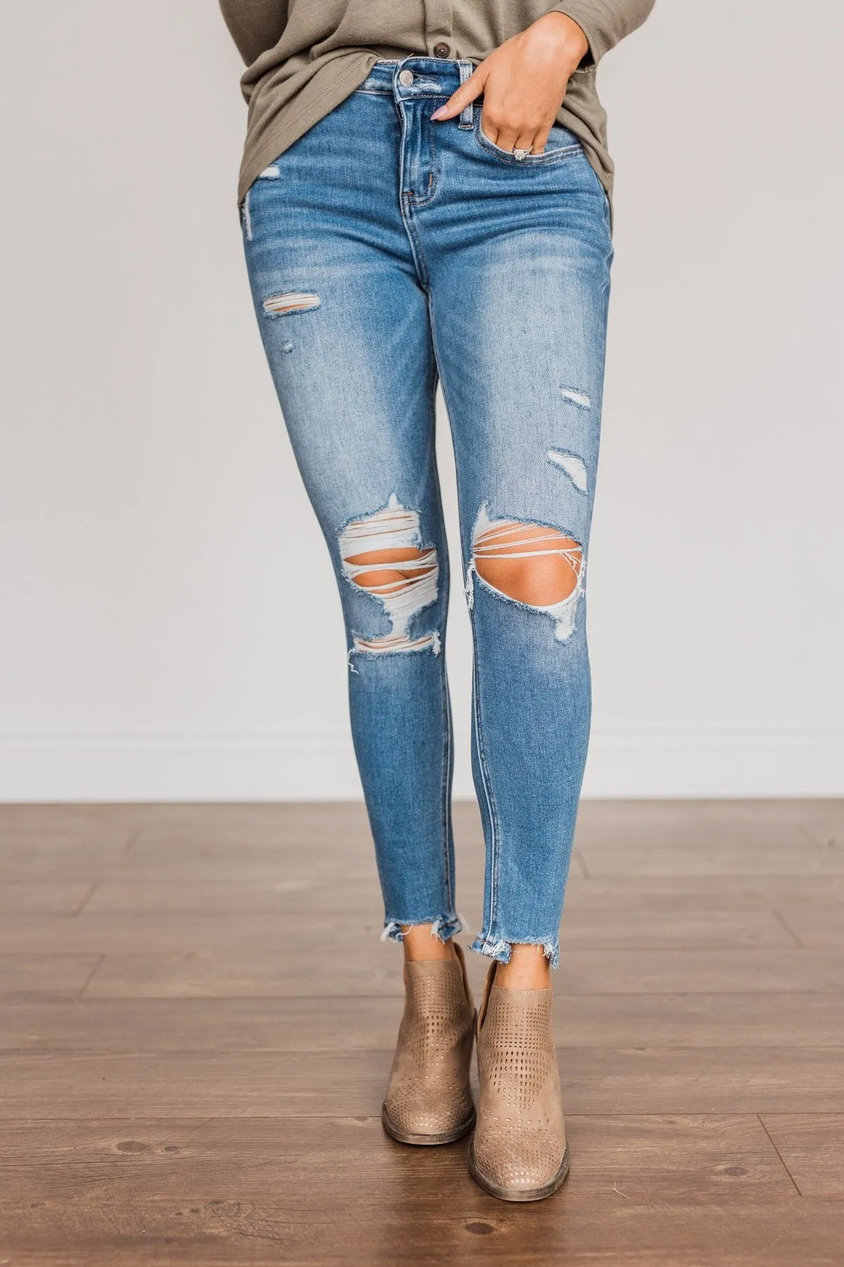 Vervet Distressed High-Rise Skinny Jeans- Willow Wash