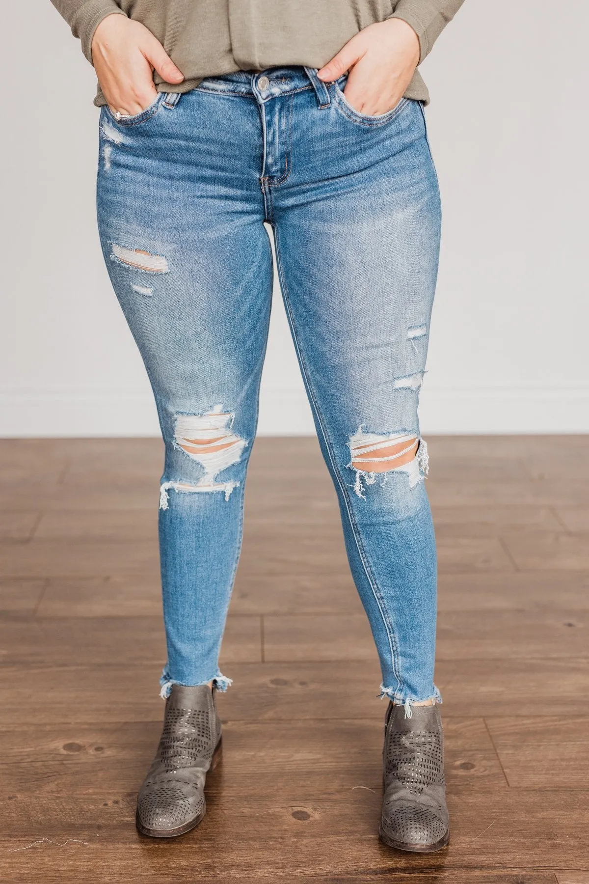 Vervet Distressed High-Rise Skinny Jeans- Willow Wash