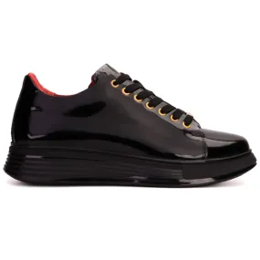 Vinci Leather The Peklin Patent Black Leather Sneaker