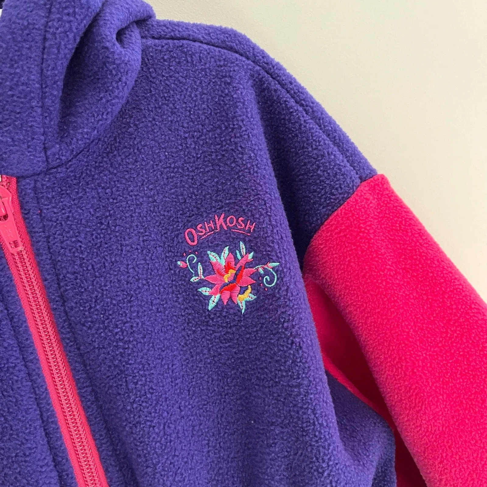 Vintage OshKosh B'gosh Pink Purple Fleece Jacket Medium 3T