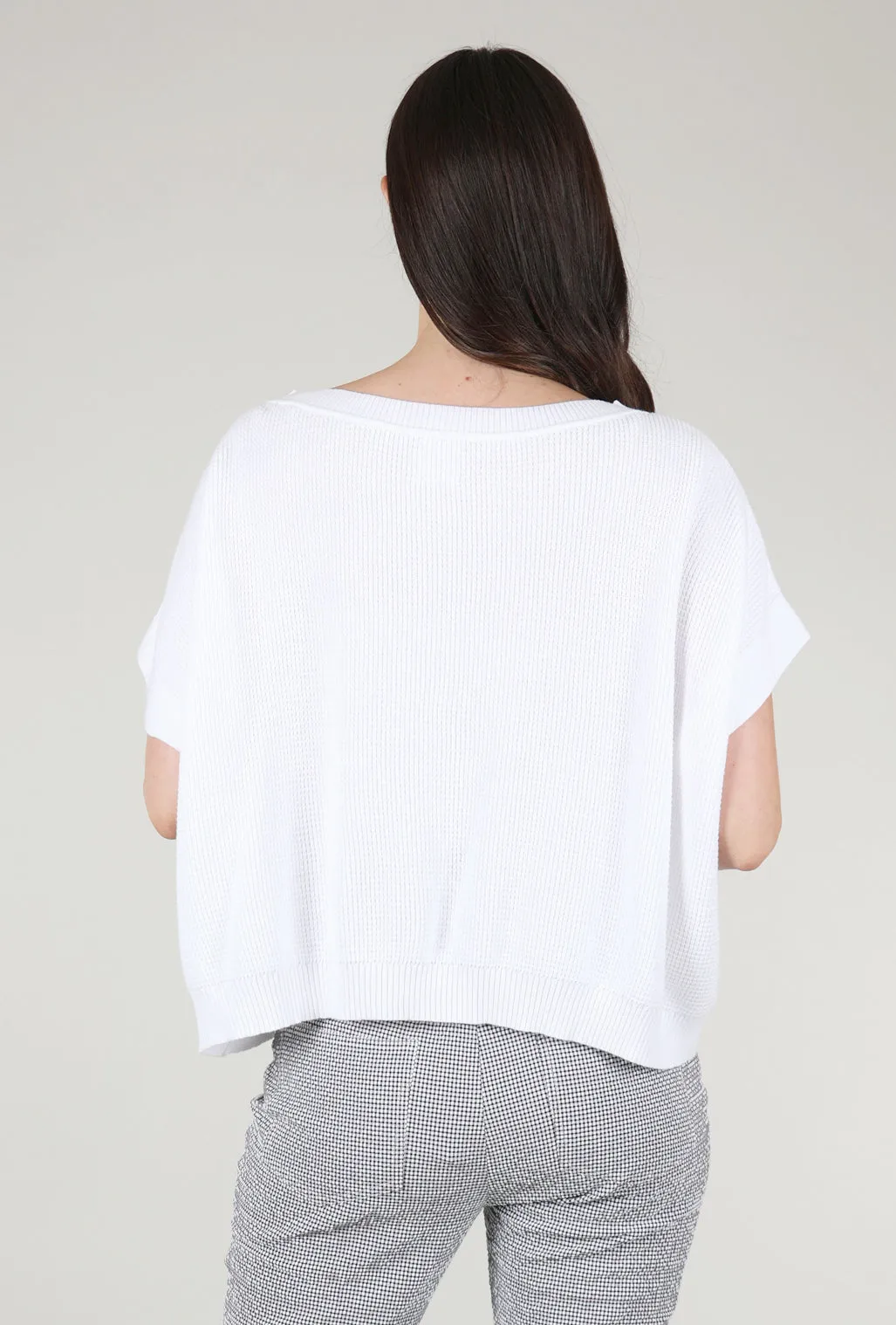 Waffle Sweater Tee, White