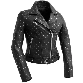 Whet Blu Womens Claudia Studded Leather Biker Jacket