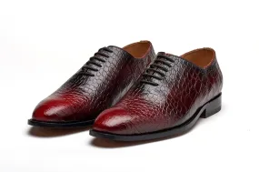 Wholecut Leather Oxford - Crocodile Bordeaux Patina