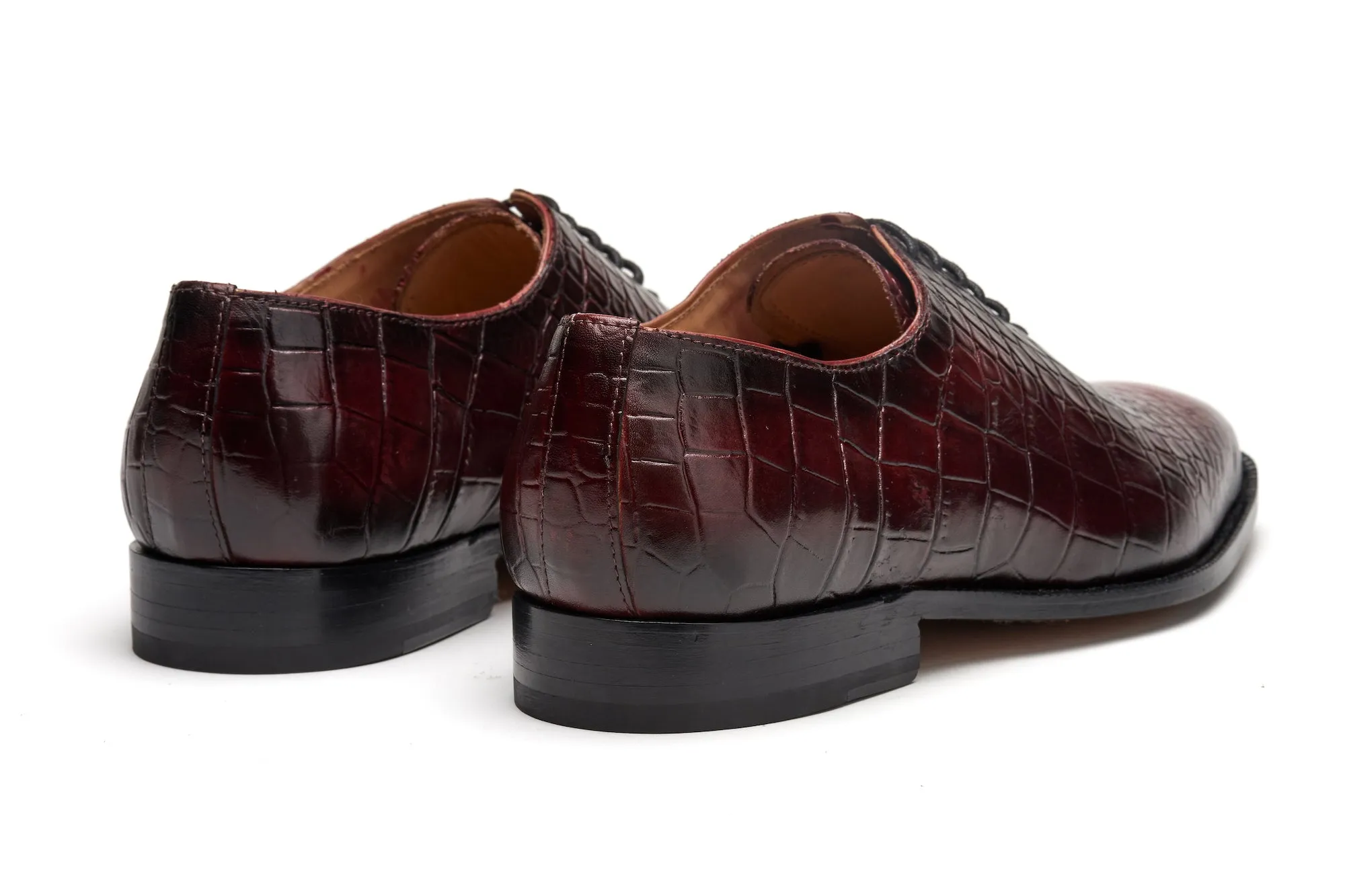 Wholecut Leather Oxford - Crocodile Bordeaux Patina