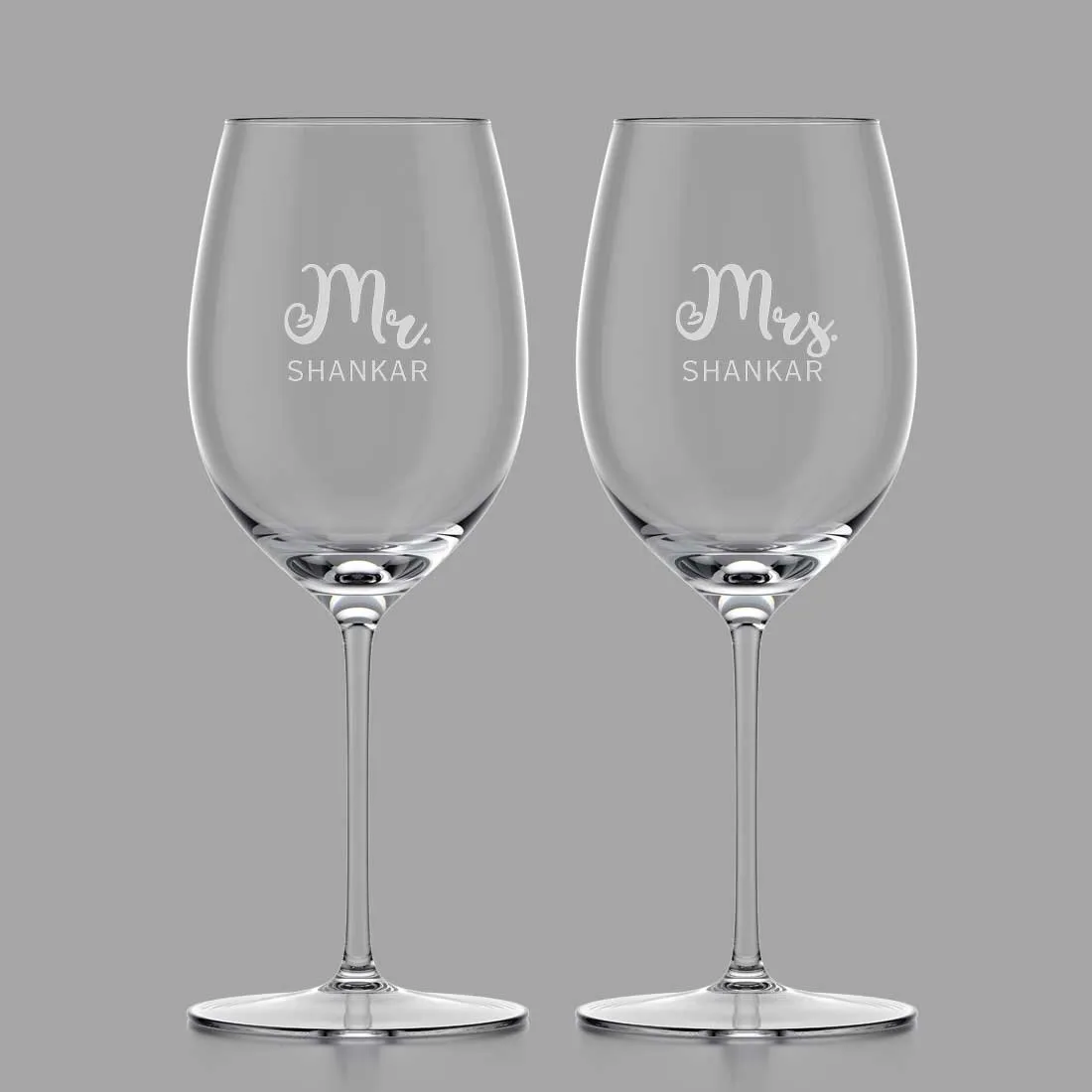 Wine Glasses for Couples - Custom Engraved Wine Glasses for Mr & Mrs