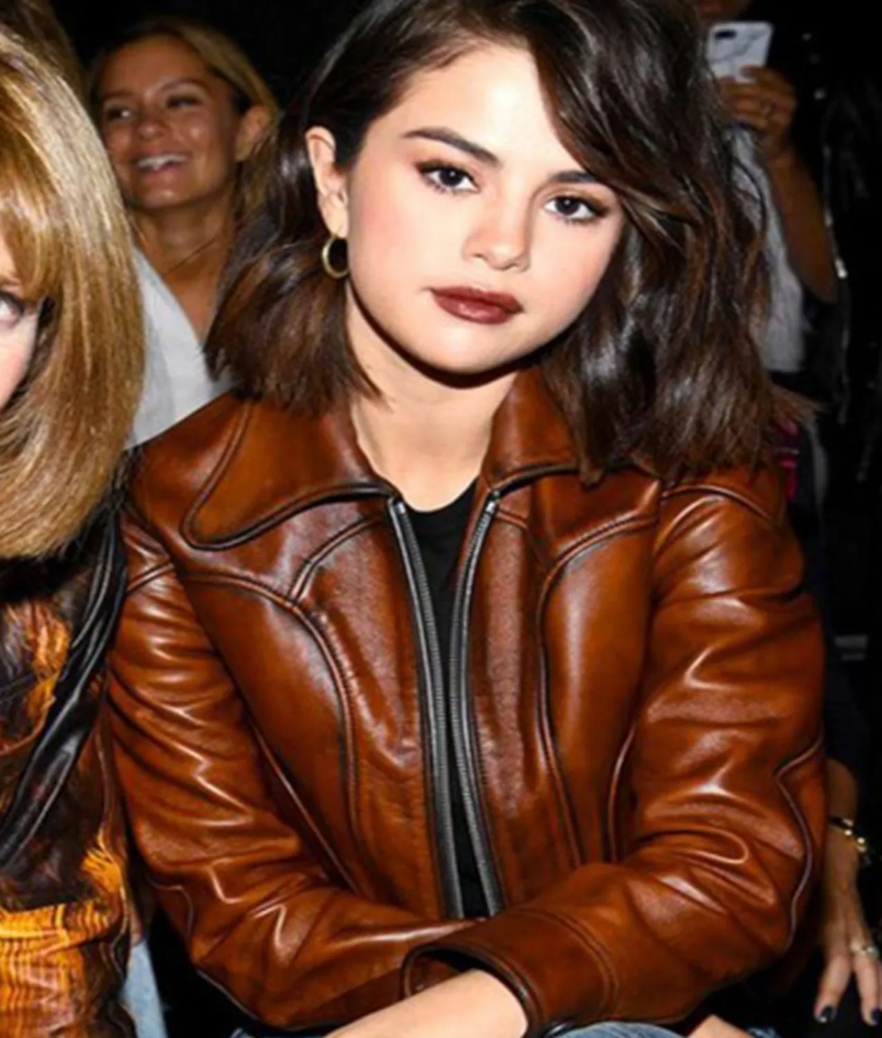 Womens Brown Selena Gomez Jacket | Brown Leather Jacket