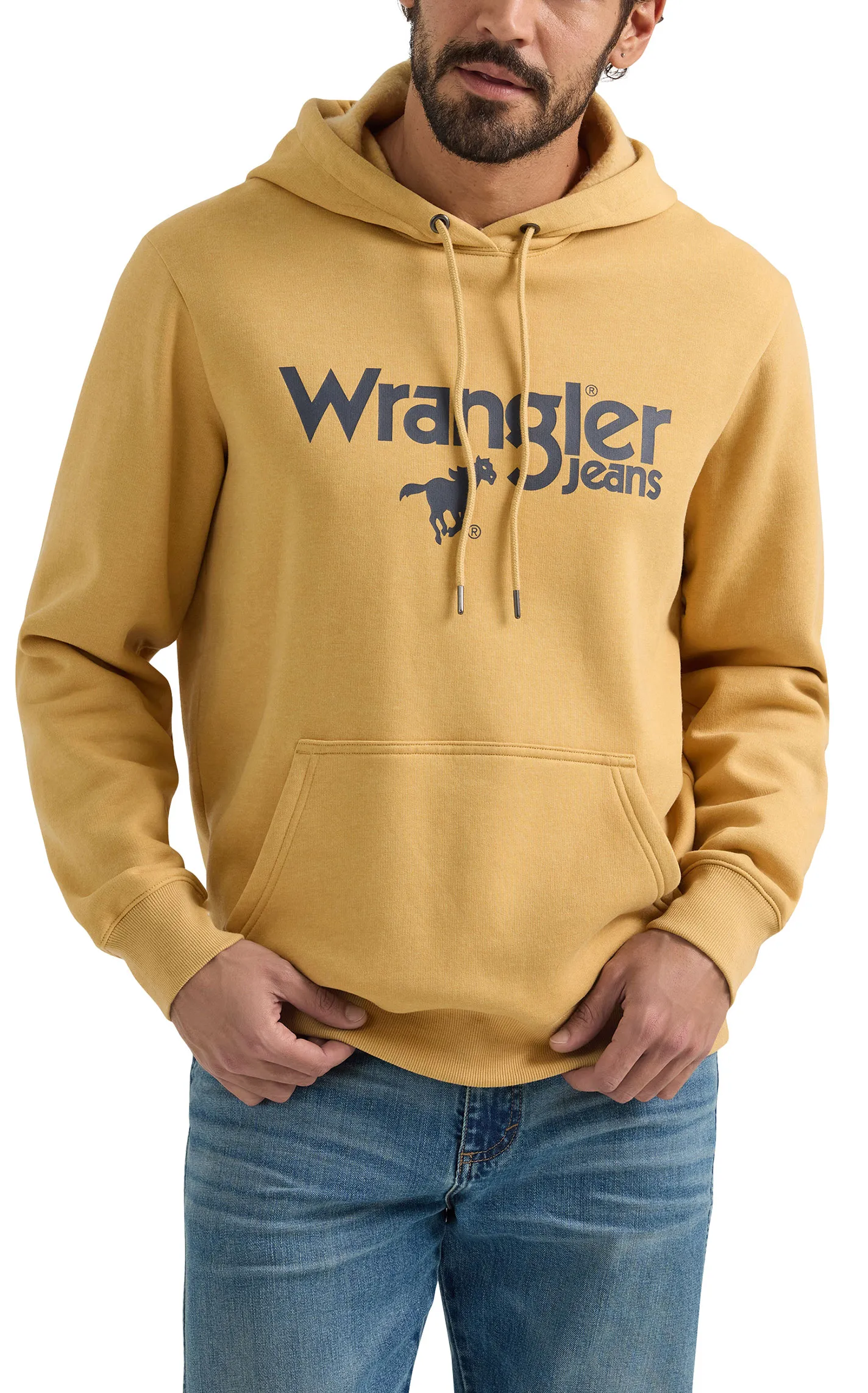 Wrangler Men's Muted Gold & Navy Logo Graphic Hoodie