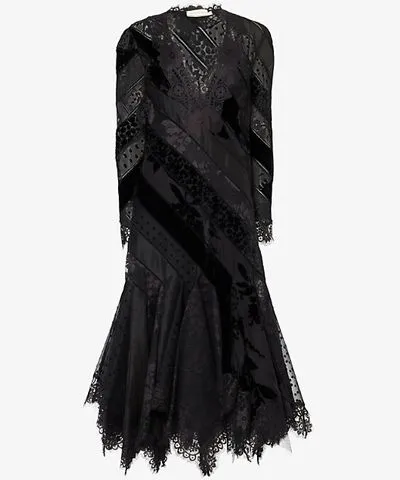 ZIMMERMANN Womens Black Eden V-neck spliced tulle midi dress